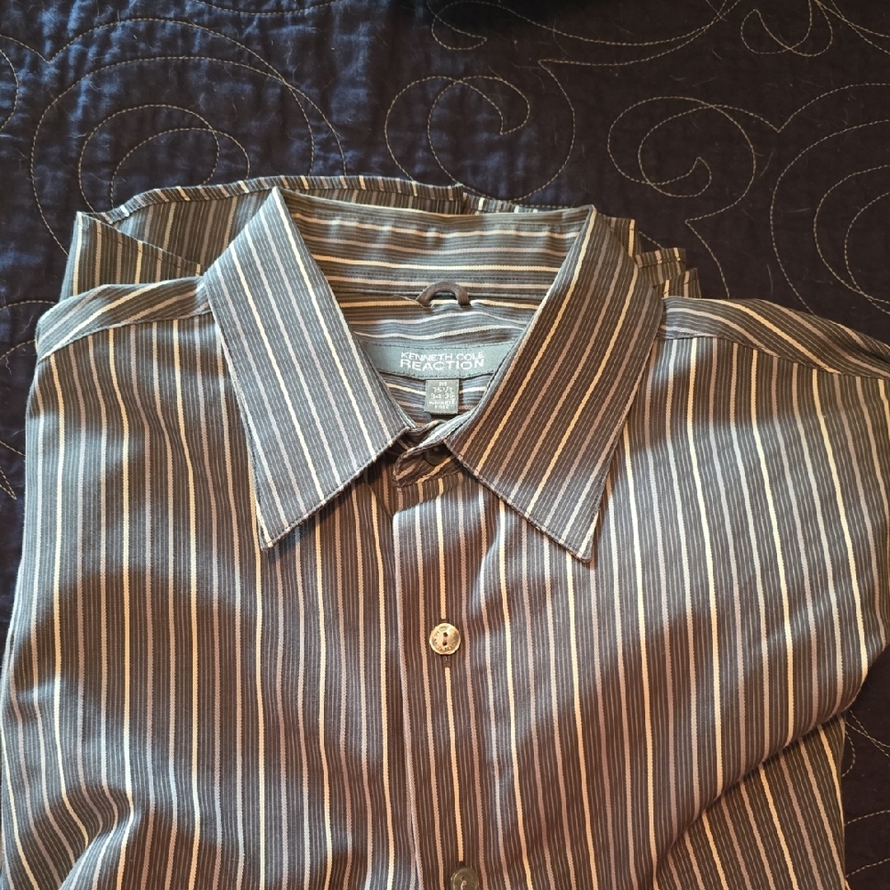 Reaction Kenneth Cole Men's Black and White Striped Shirt
